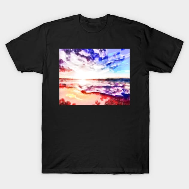 Beach Sunset Cloudy Day T-Shirt by jillnightingale